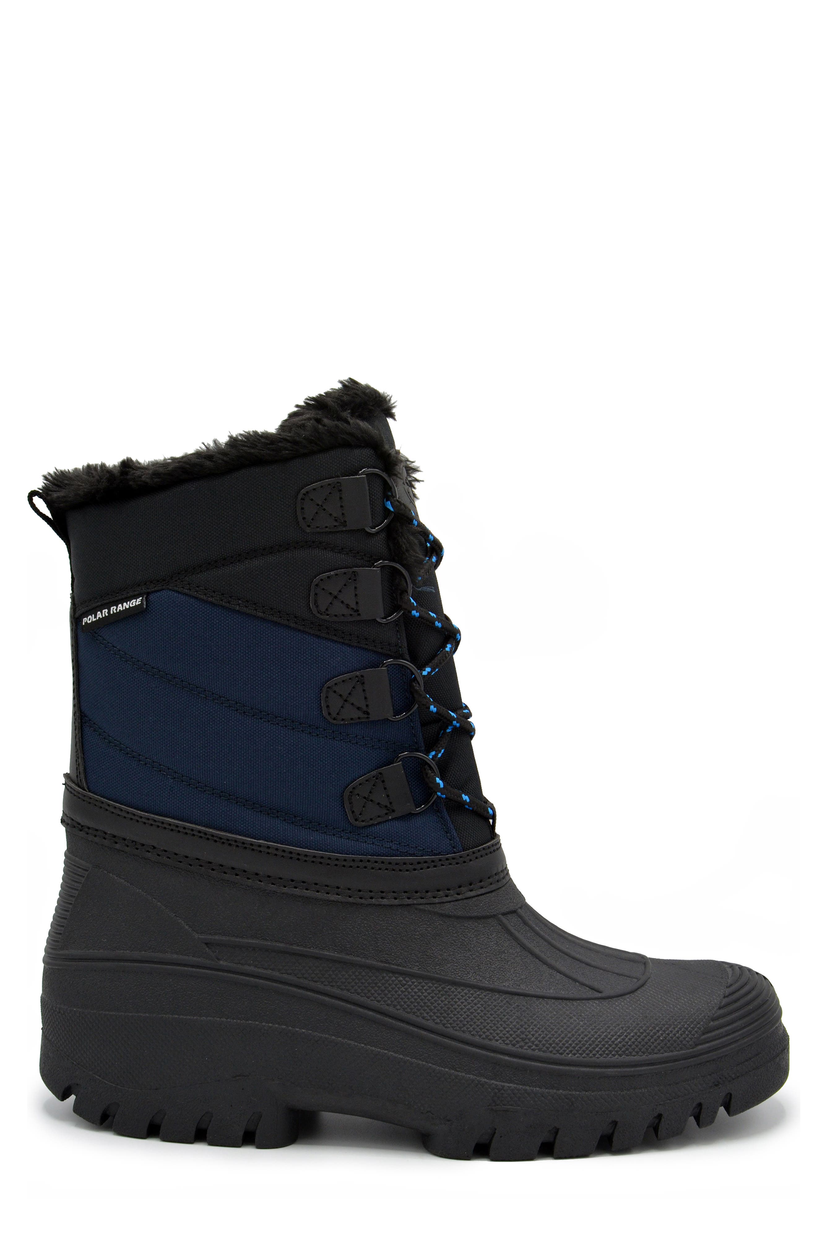 POLAR RANGE Decker Faux Fur Lined Snow Boot, Alternate, color, Navy