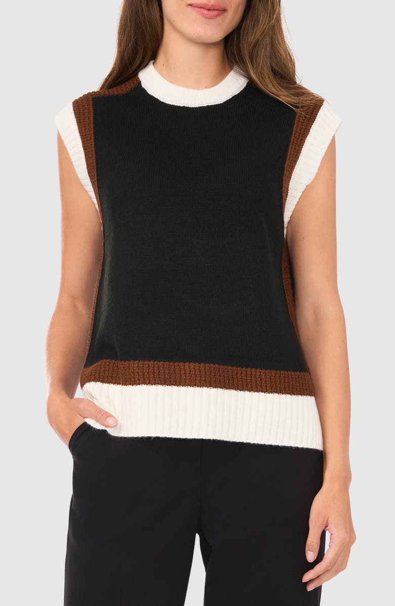 Halogen<sup>®</sup> Colorblock Crewneck Sweater Vest, Main, color,