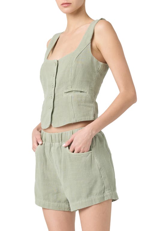 Blanknyc Button Front Vest In Desert Sage