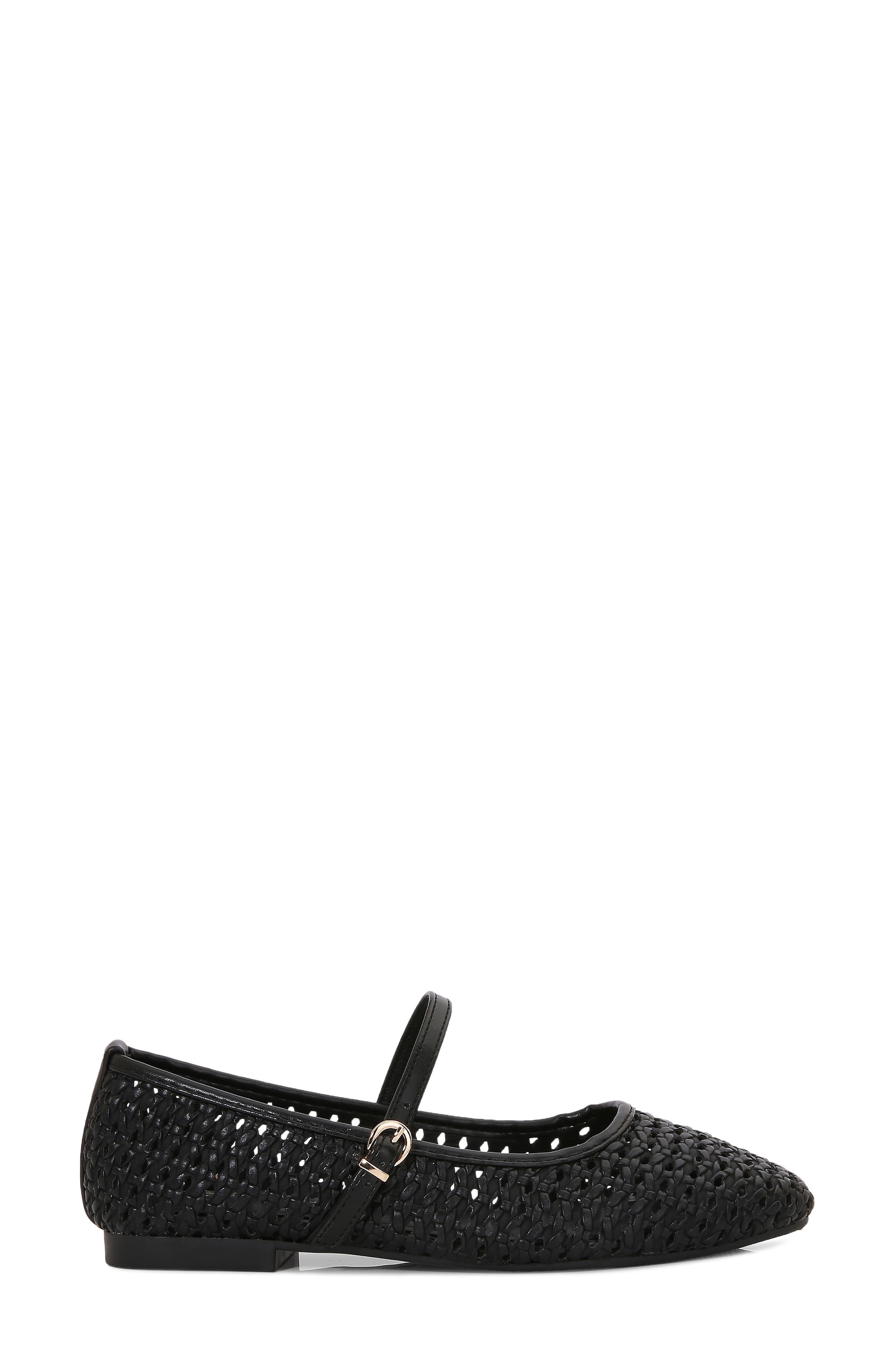 Gaby Woven Mary Jane Flat, Alternate, color, BLACK