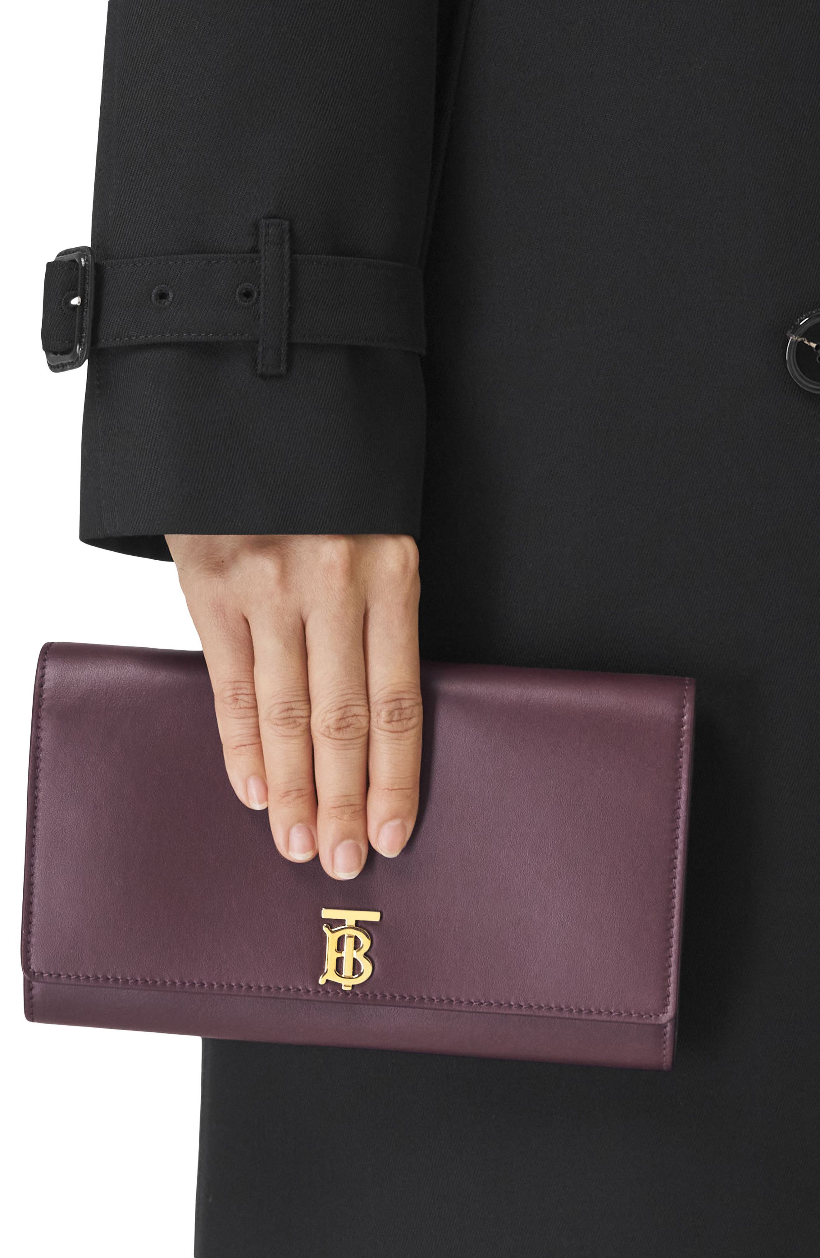 Burberry Hannah Leather Wallet on a Strap, Alternate, color, 