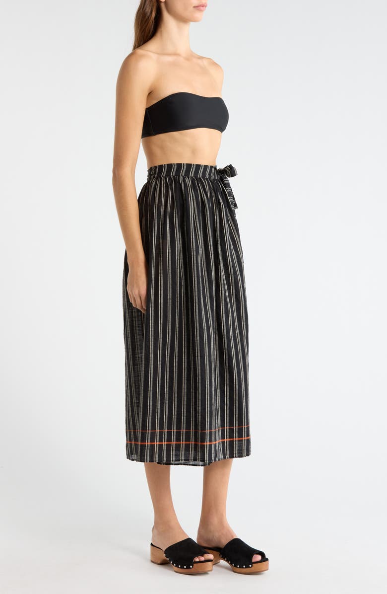 Ulla Johnson Suri Stripe Cover-Up Skirt, Alternate, color, Noir Stripe