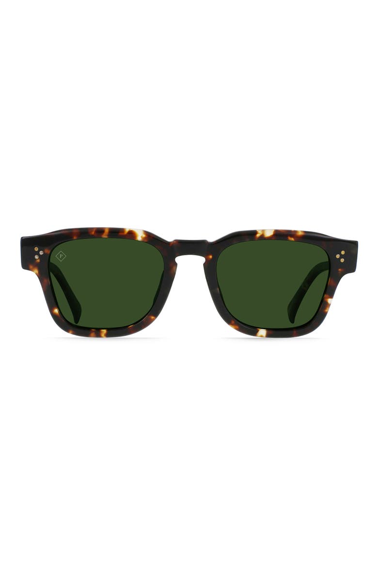 Rece 51mm Polarized Square Sunglasses, Main, color, BRINDLE TORTOISE / GREEN POLAR