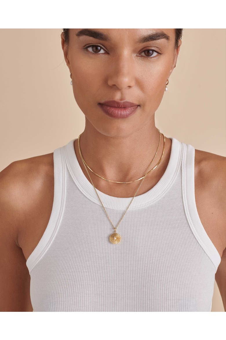 Radiant Pearl Locket Necklace - Gold, Alternate, color, Pearl
