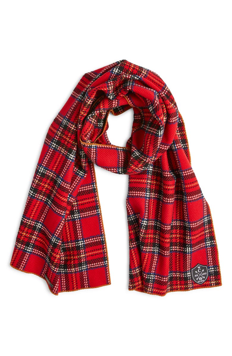 CLIFTON WILSON Tartan Wool Scarf, Main, color, Red