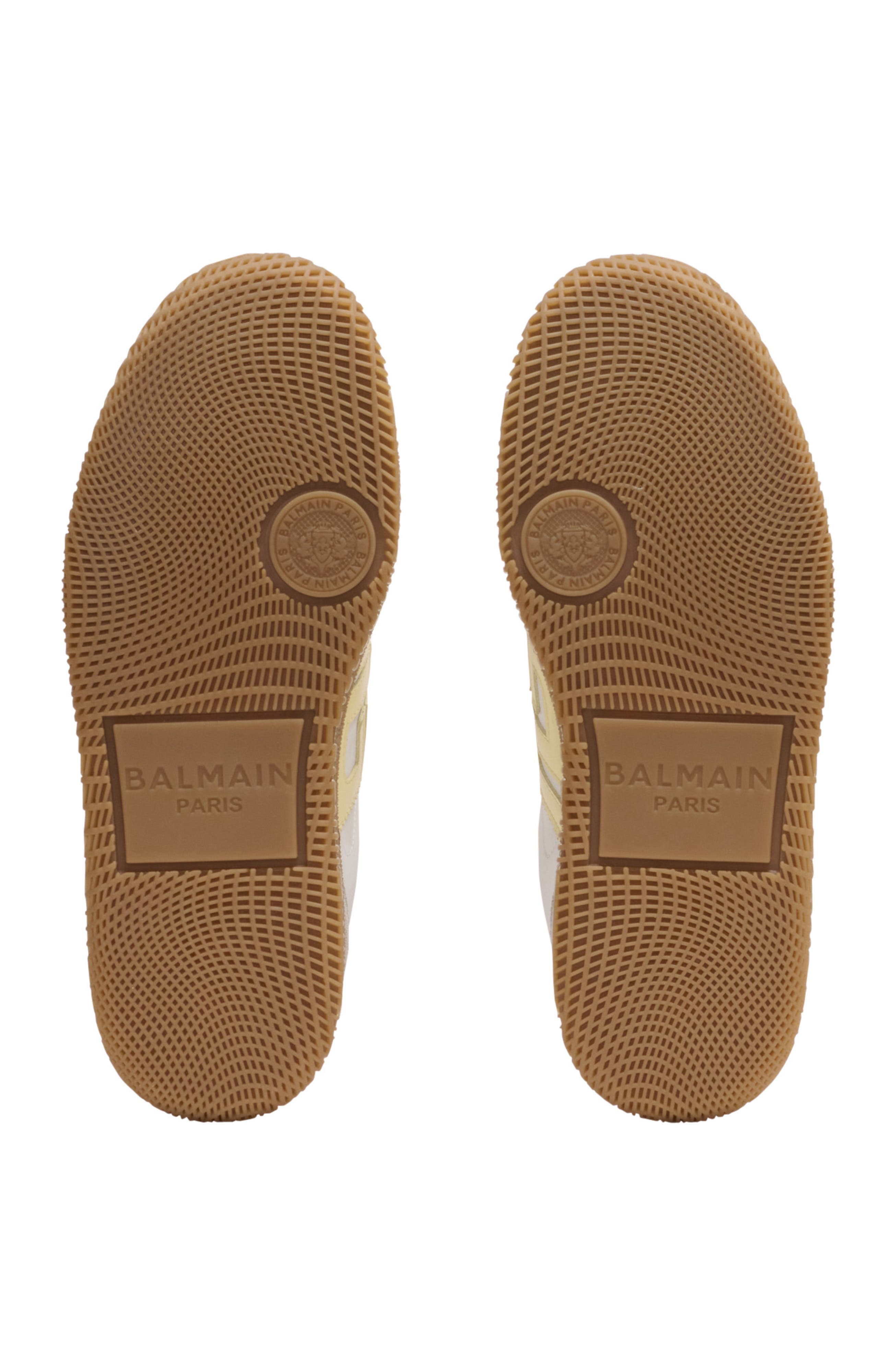 Balmain Swan trainers in calfskin and nylon, Alternate, color, White