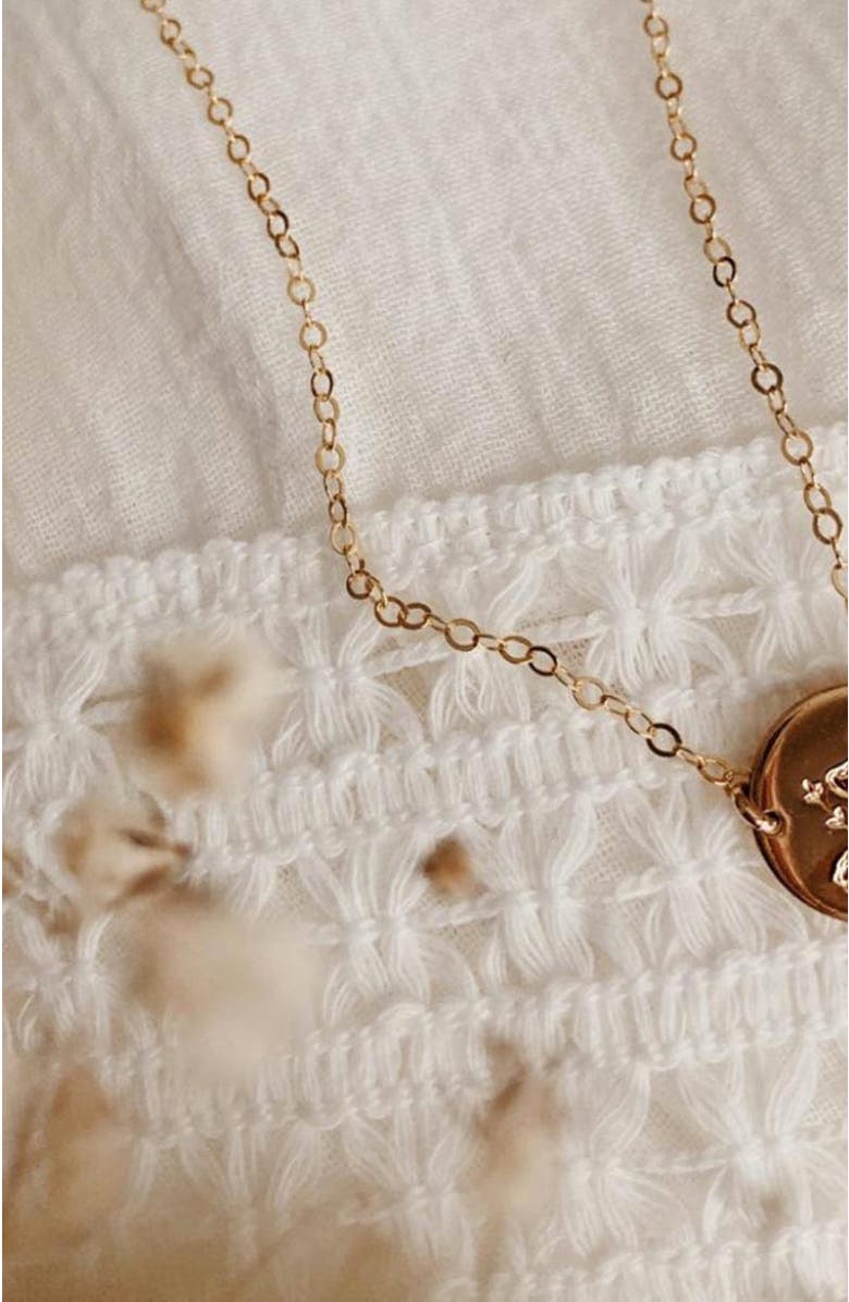 MADE BY MARY Wild Blooms Mini Zola Disc Necklace, Alternate, color, Gold Filled