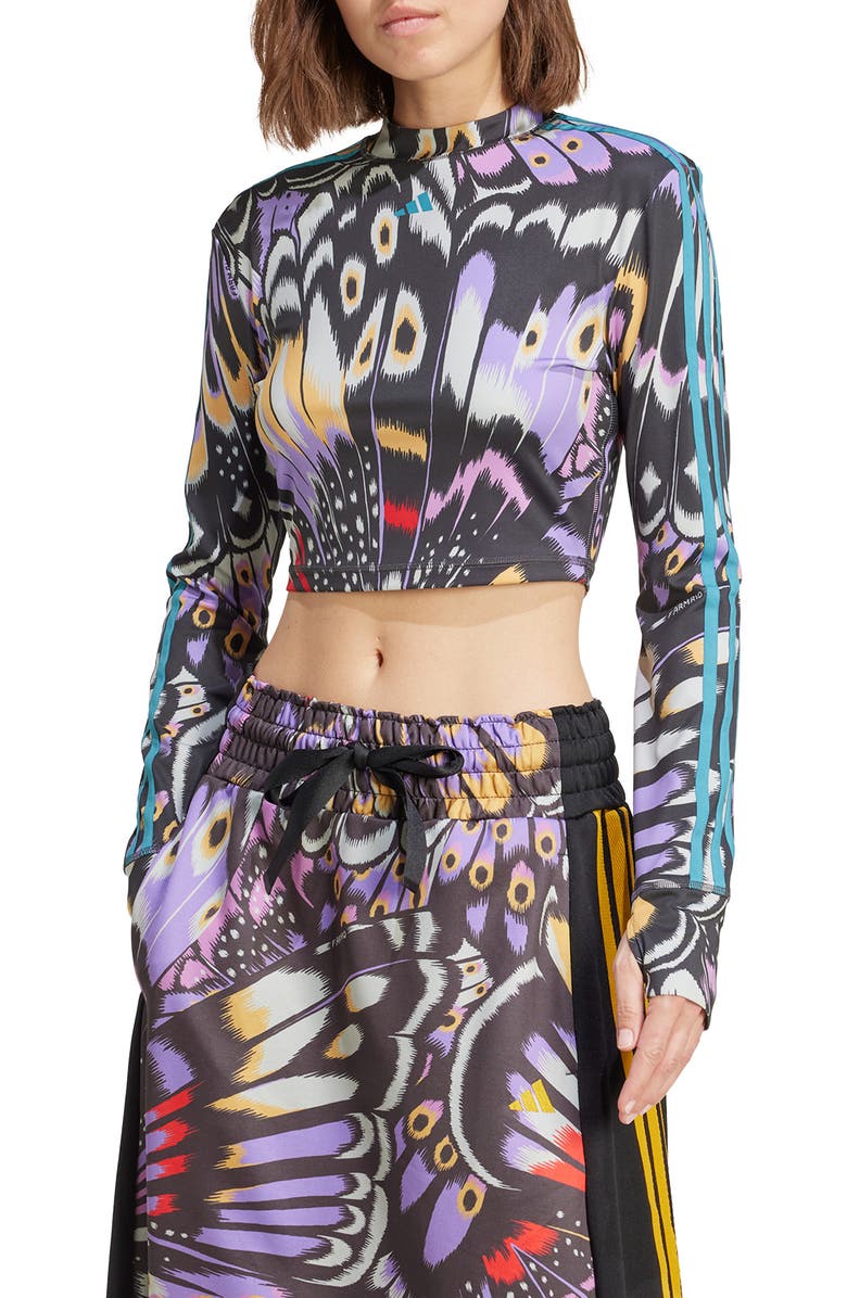 ADIDAS X FARM RIO Butterfly Long Sleeve Crop T-Shirt, Main, color, 