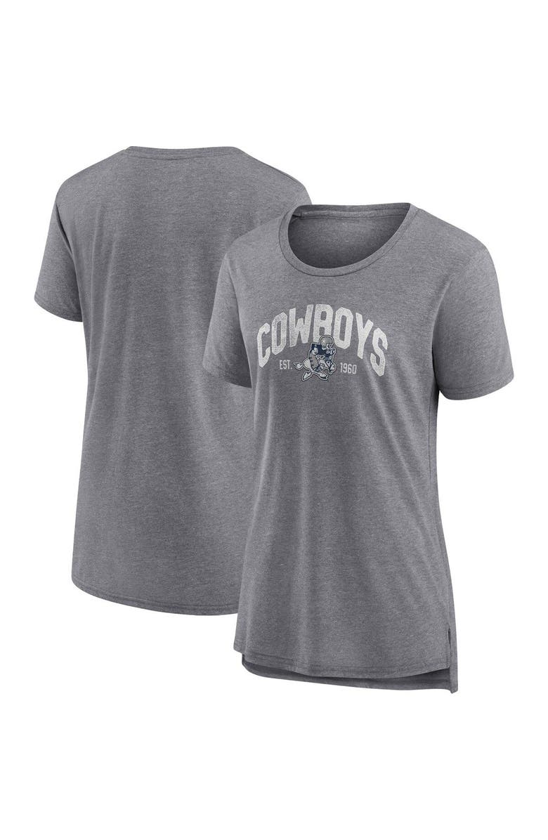 FANATICS Women's Fanatics Branded Heathered Gray Dallas Cowboys Drop Back Modern T-Shirt, Alternate, color, Heather Gray