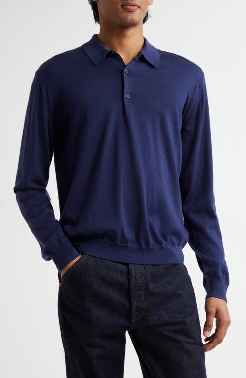 John Elliott Wool & Cashmere Polo Sweater in Navy 