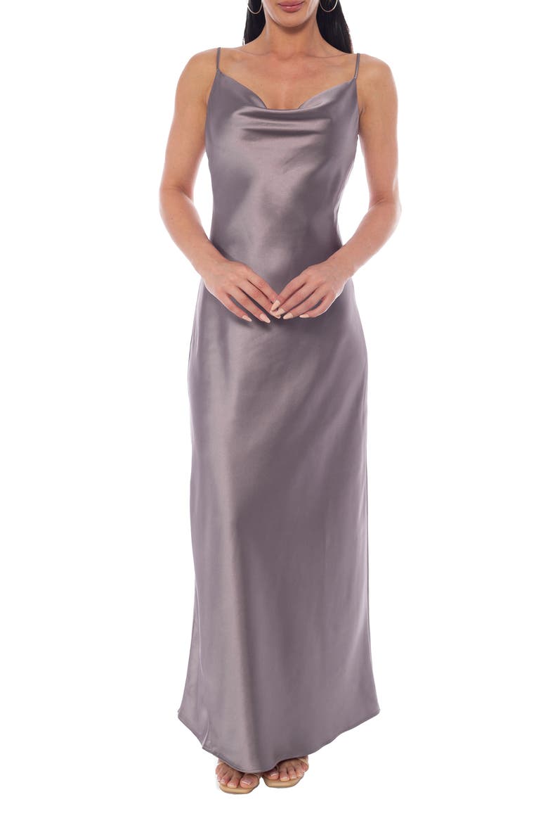 Sleeveless Cowl Neck Satin Maxi Dress, Main, color, MINK