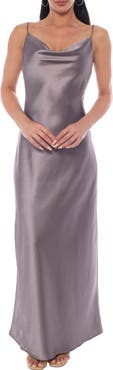 Marina Sleeveless Cowl Neck Satin Maxi Dress