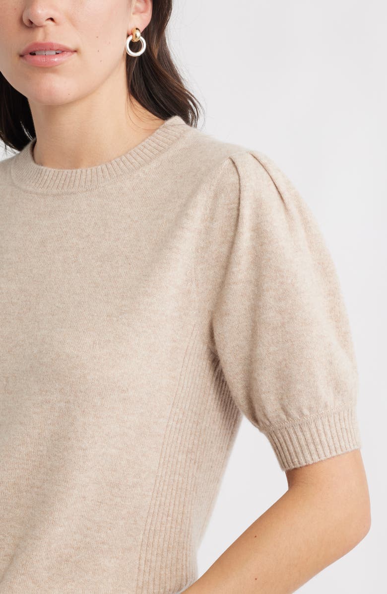 Caslon<sup>®</sup> Puff Sleeve Wool & Cashmere Sweater, Alternate, color, Tan Doeskin Heather