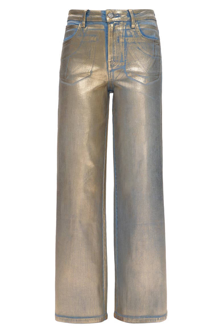 Metallic High Waist Wide Leg Jeans, Alternate, color, GOLDEN