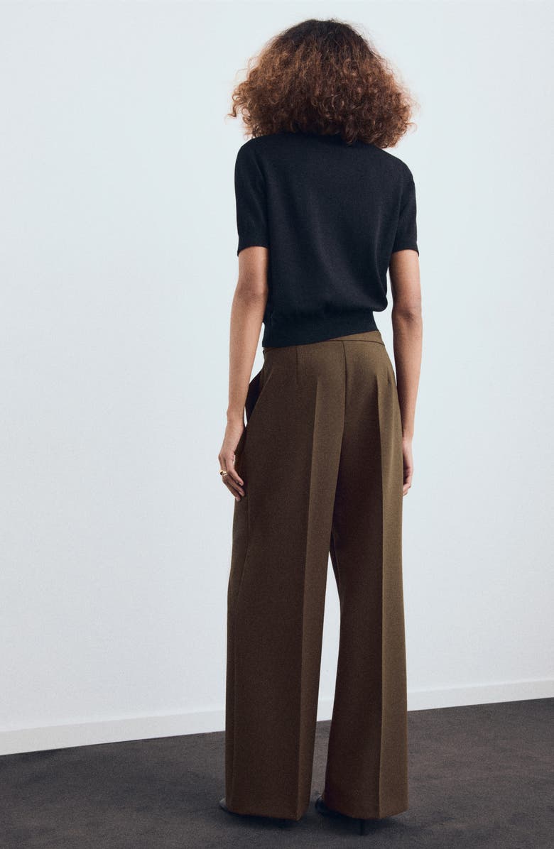 MANGO Belted Pants, Alternate, color, Brown