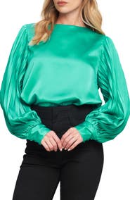 FLYING TOMATO Solid Woven Long Sleeve Top