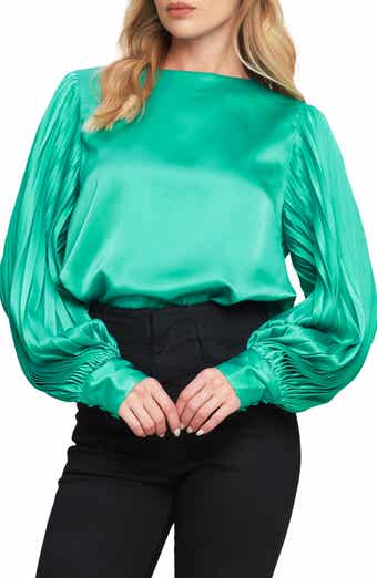 FLYING TOMATO Solid Woven Long Sleeve Top