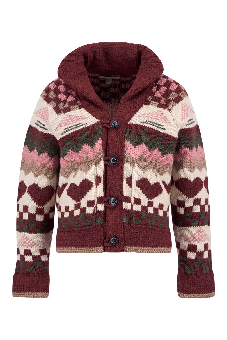 Ruby Wool Blend Shawl Collar Cardigan, Alternate, color, BURGUNDY MULTI