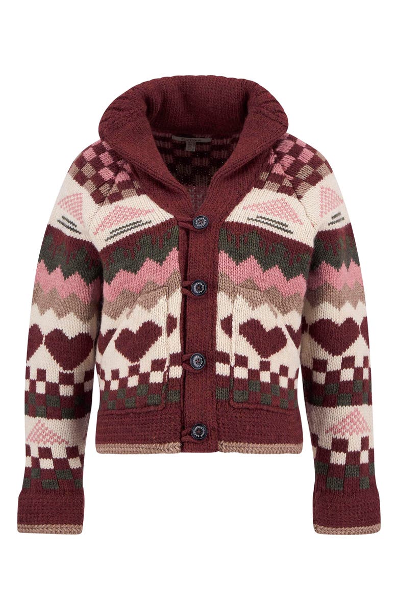 Barbour Ruby Wool Blend Shawl Collar Cardigan, Alternate, color, Burgundy Multi