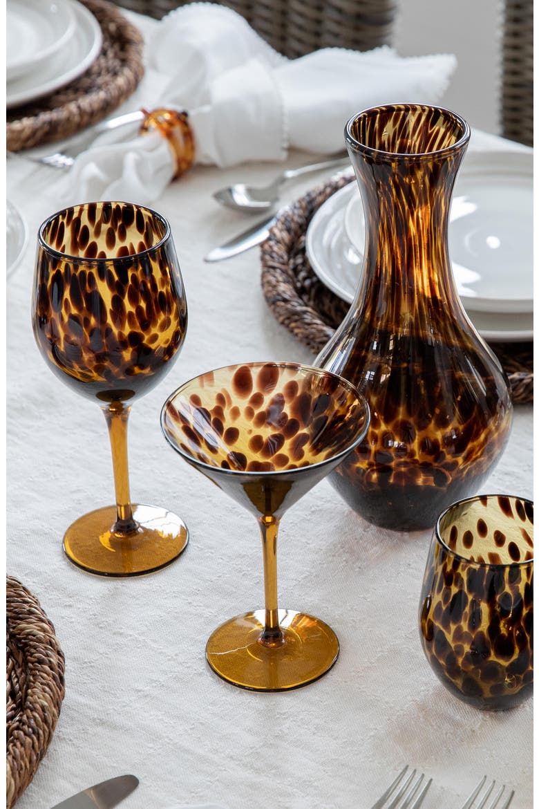 Puro Tortoiseshell Pattern Wine Glass, Alternate, color, BROWN