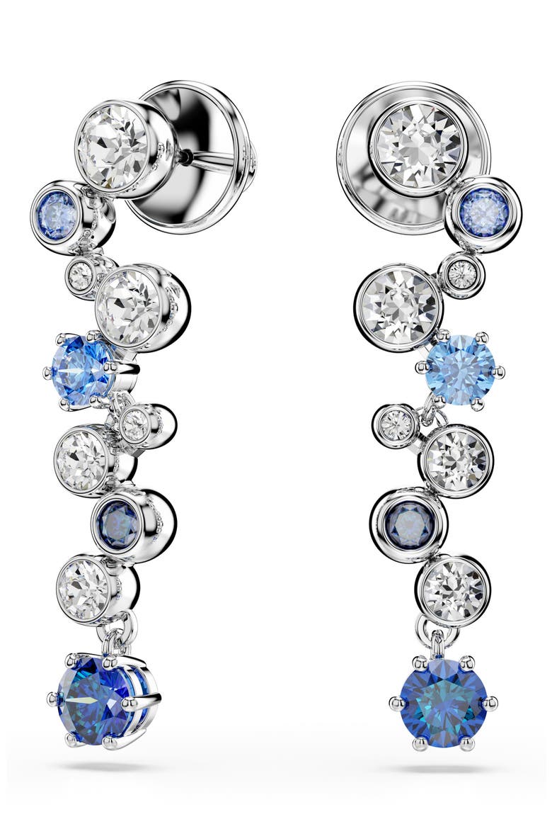 Constella Crystal & Zirconia Drop Earrings, Alternate, color, SILVER/ BLUE