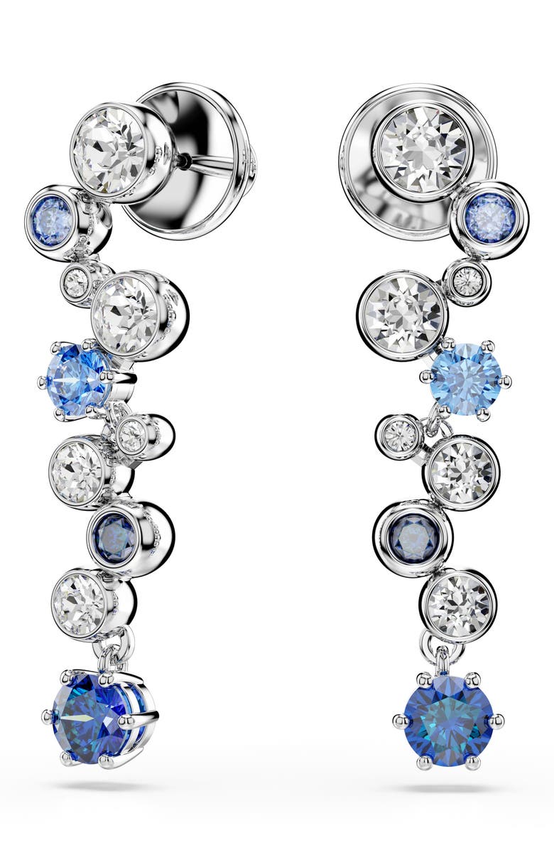 Swarovski Constella Crystal & Zirconia Drop Earrings, Alternate, color, Silver/ Blue