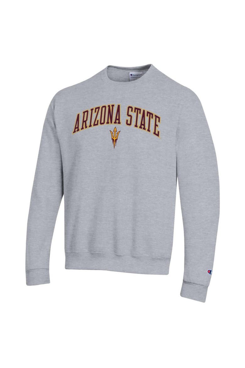 Men's Champion  Heather Gray Arizona State Sun Devils Arch Over Logo Pullover Sweatshirt, Alternate, color, Heather Gray