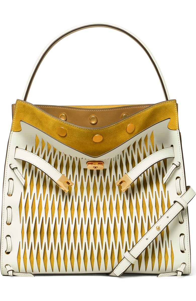 Tory Burch Lee Radziwill Cutout Leather Double Bag, Main, color,