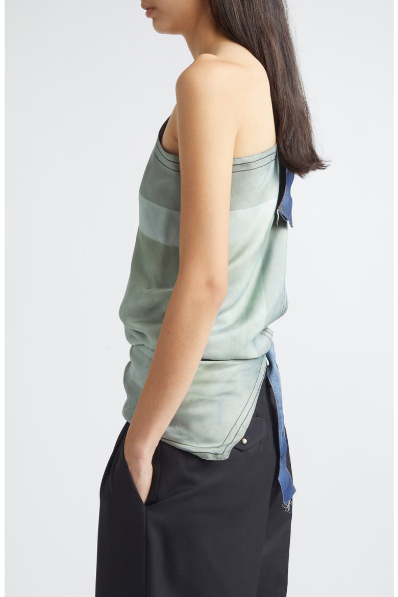 Manifesto Silk Scarf One-Shoulder Halter Top, Alternate, color, GREEN
