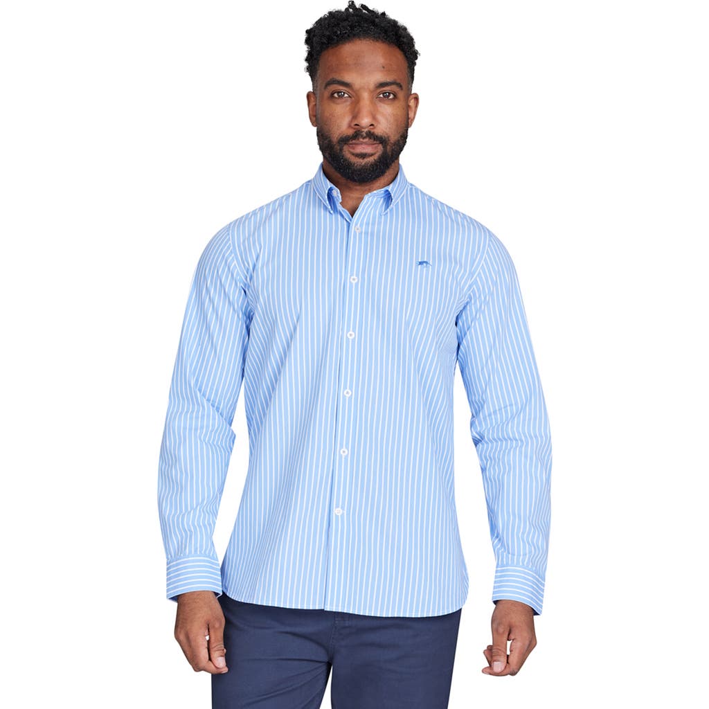 Raging Bull Long Sleeve Stripe Shirt In Blue