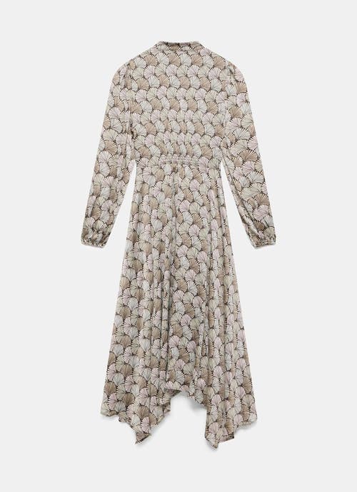 Mint Velvet Geo Long Sleeve Print Midi Dress In Neutral