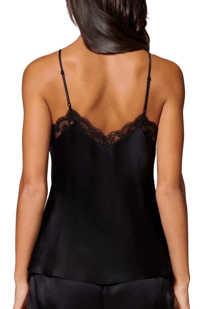 Simone Perele Love Me Lace Trim Silk Blend Camisole, Alternate, color, Black