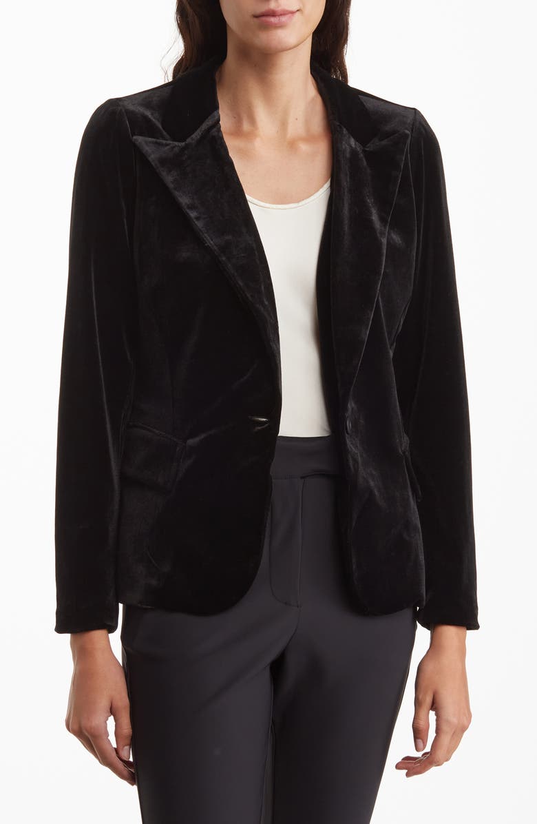 DR2 by Daniel Rainn Peak Lapel Velvet Blazer, Main, color, 