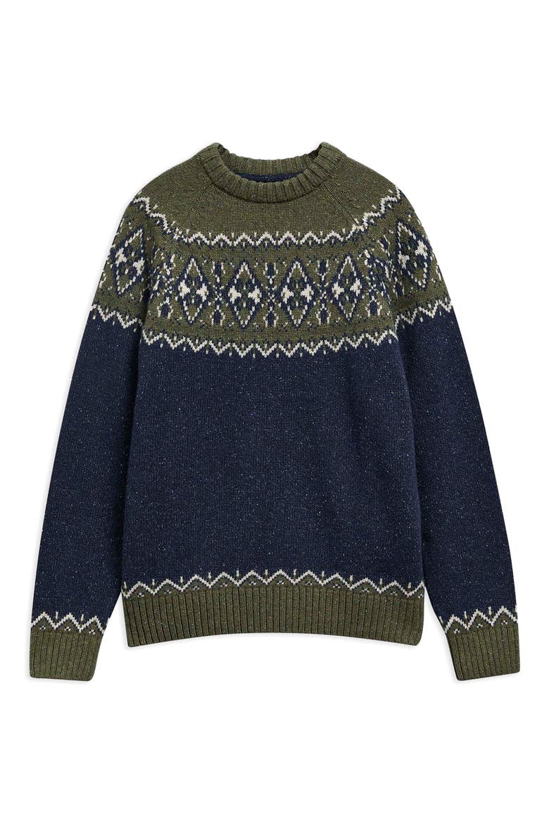 Tisbury Fair Isle Crewneck Sweater, Alternate, color, OLIVE