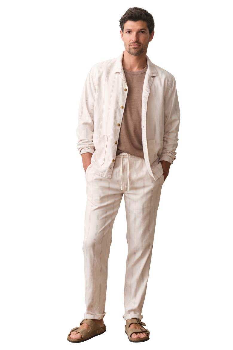 Saturday Stripe Drawstring Hemp Blend Beach Pants, Alternate, color, NATURAL/ BROWN STRIPE