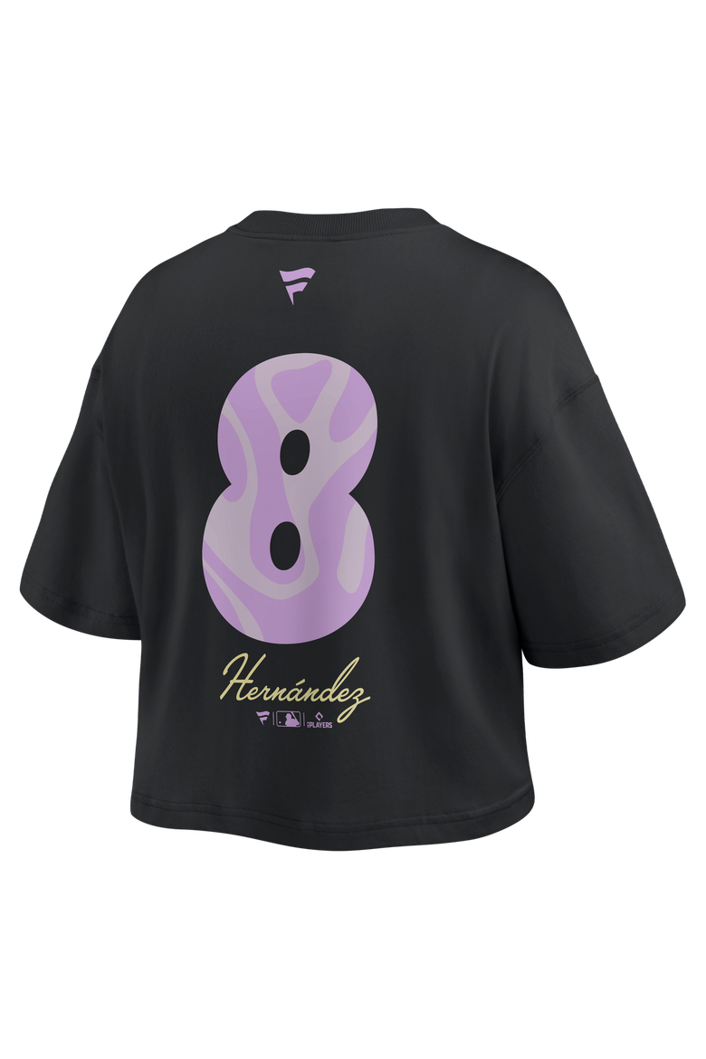 Women's Fanatics Enrique Hernández Black Los Angeles Dodgers Name & Number Cropped Top, Alternate, color, Black
