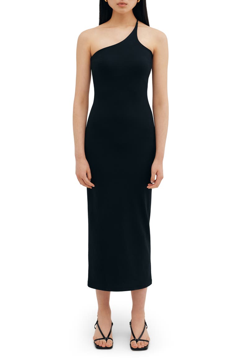 Bergen One-Shoulder Maxi Dress, Main, color, BLACK