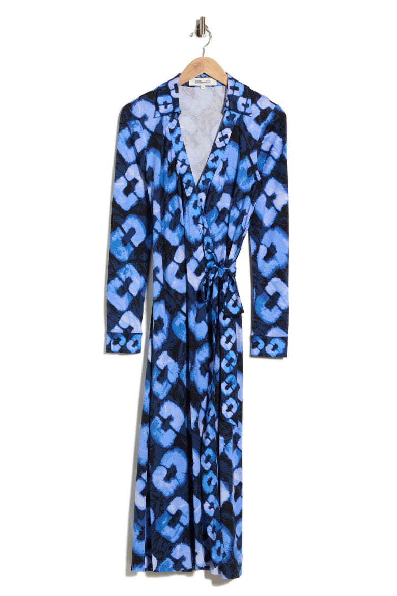 Abigail Silk Jersey Wrap Midi Dress, Main, color, SHIBORI LINK