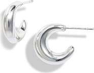Argento Vivo Sterling Silver Puff Small Curved Hoop Earrings