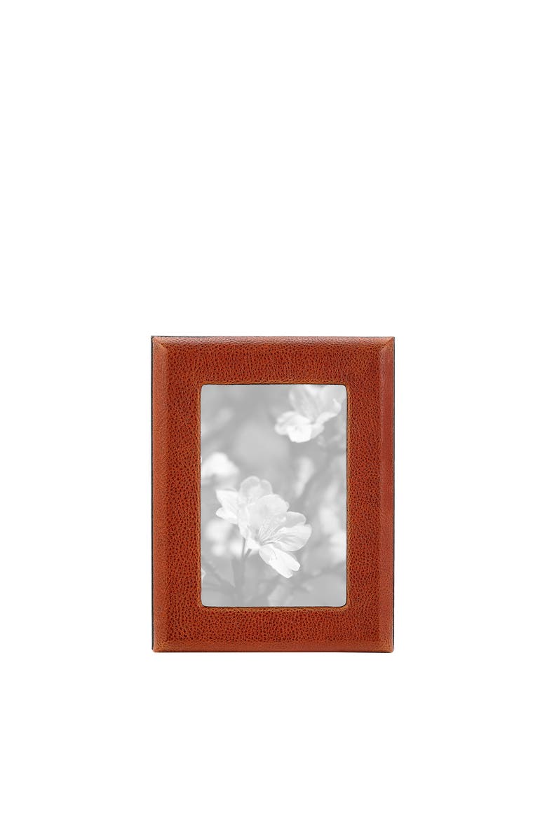 Graphic Image 4" x 6"  Leather Studio Frame, Main, color, Cognac