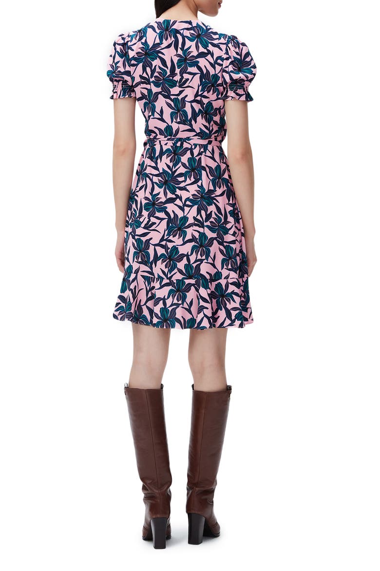 Emilia Puff Sleeve Wrap Dress, Alternate, color, PINK/ NAVY