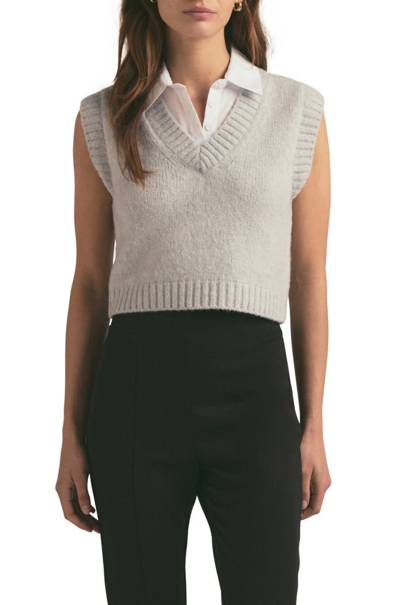 Favorite Daughter The Leigh Collar Sweater Vest, Main, color, Light Grey