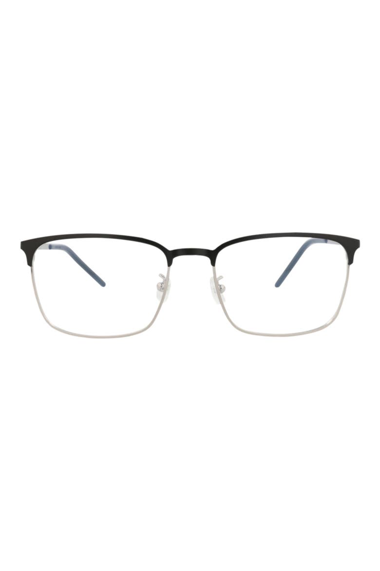 56mm Half Rim Metal Optical Frames, Main, color, BLACK BLACK TRANSPARENT