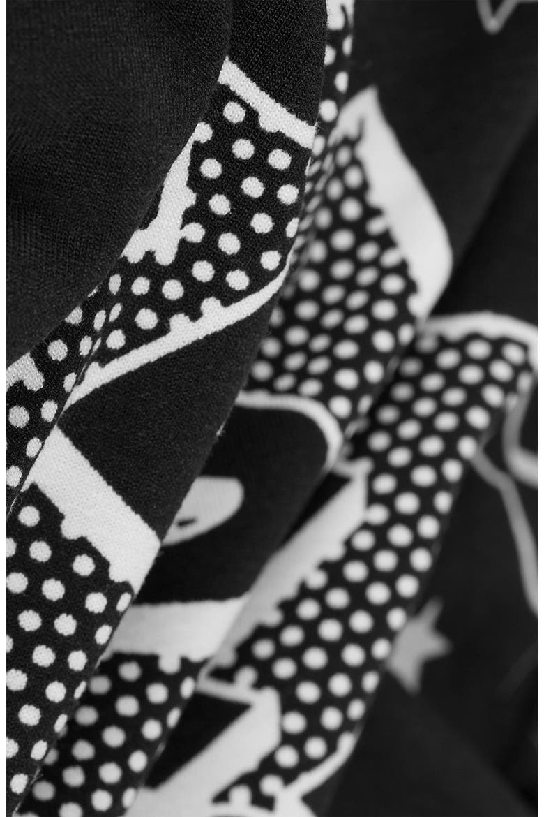 Comic Book Print Body-Con Dress, Alternate, color, BLACK