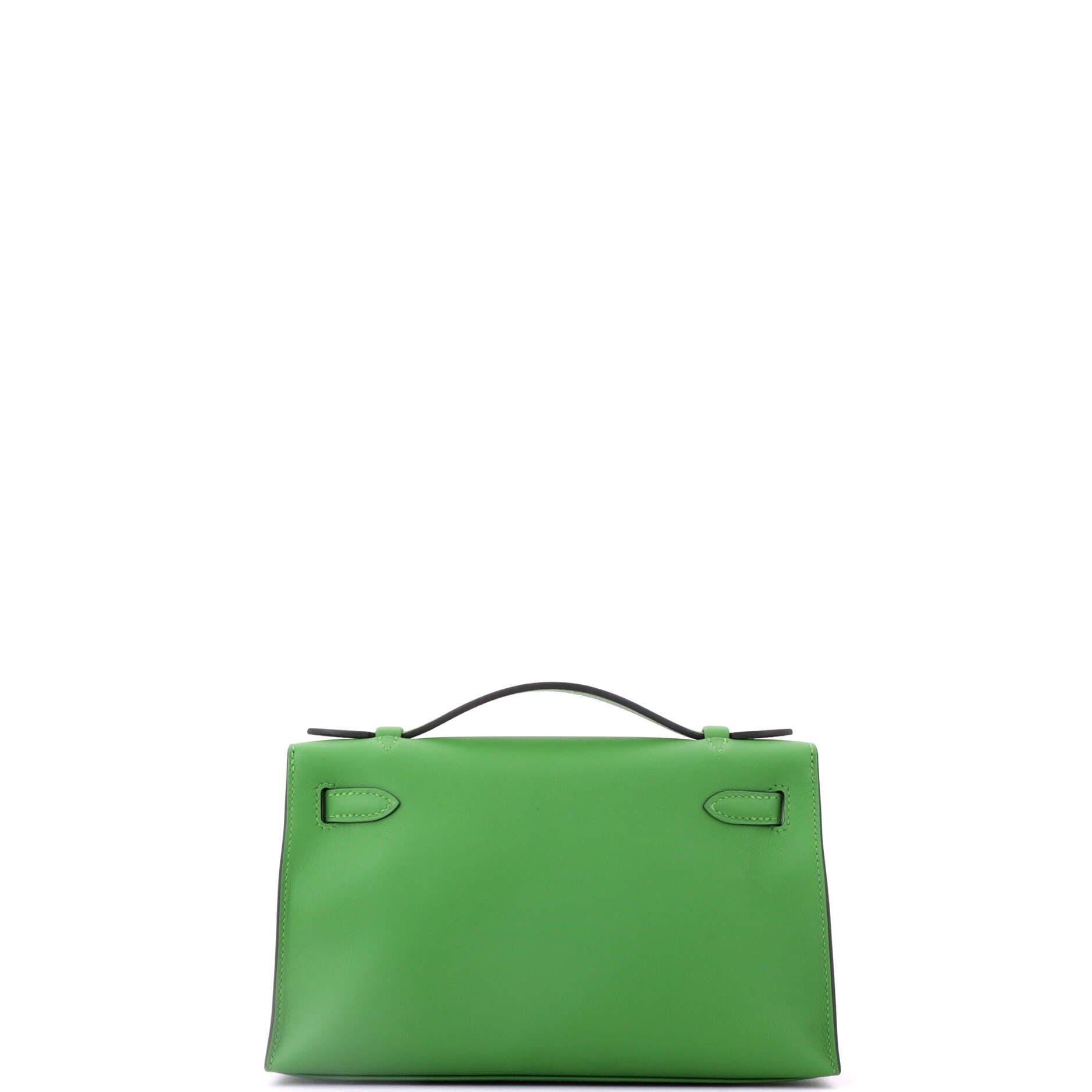 Pre-Owned Hermes Kelly Pochette Evercolor, Alternate, color, Vert Yucca