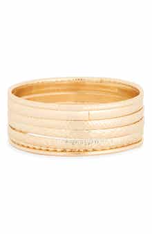 Set of 7 Etched Bangle Bracelets