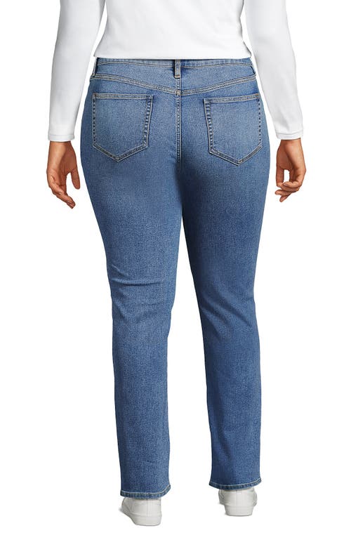 Shop Lands' End Recover Mid Rise Straight Leg Blue Jeans In Beau Blue