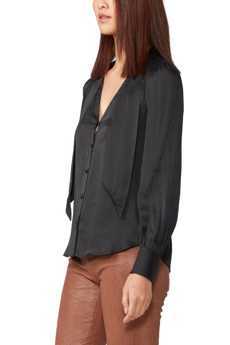 Cleobelle Tie Neck Blouse, Alternate, color, BLACK