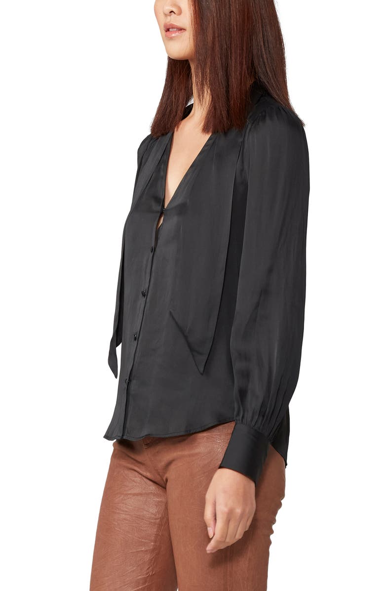 PAIGE Cleobelle Tie Neck Blouse, Alternate, color, Black