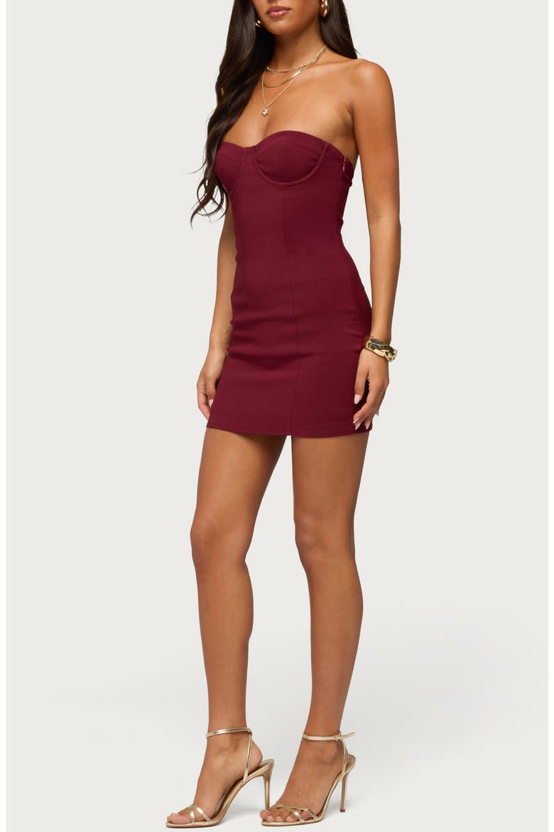 Sirena Strapless Cupped Minidress, Alternate, color, BURGUNDY